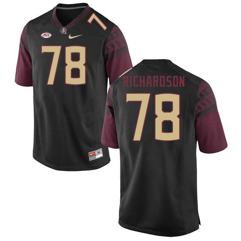 Men #78 Daughtry Richardson Florida State Seminoles College Football Jerseys Stitched-Black - Click Image to Close